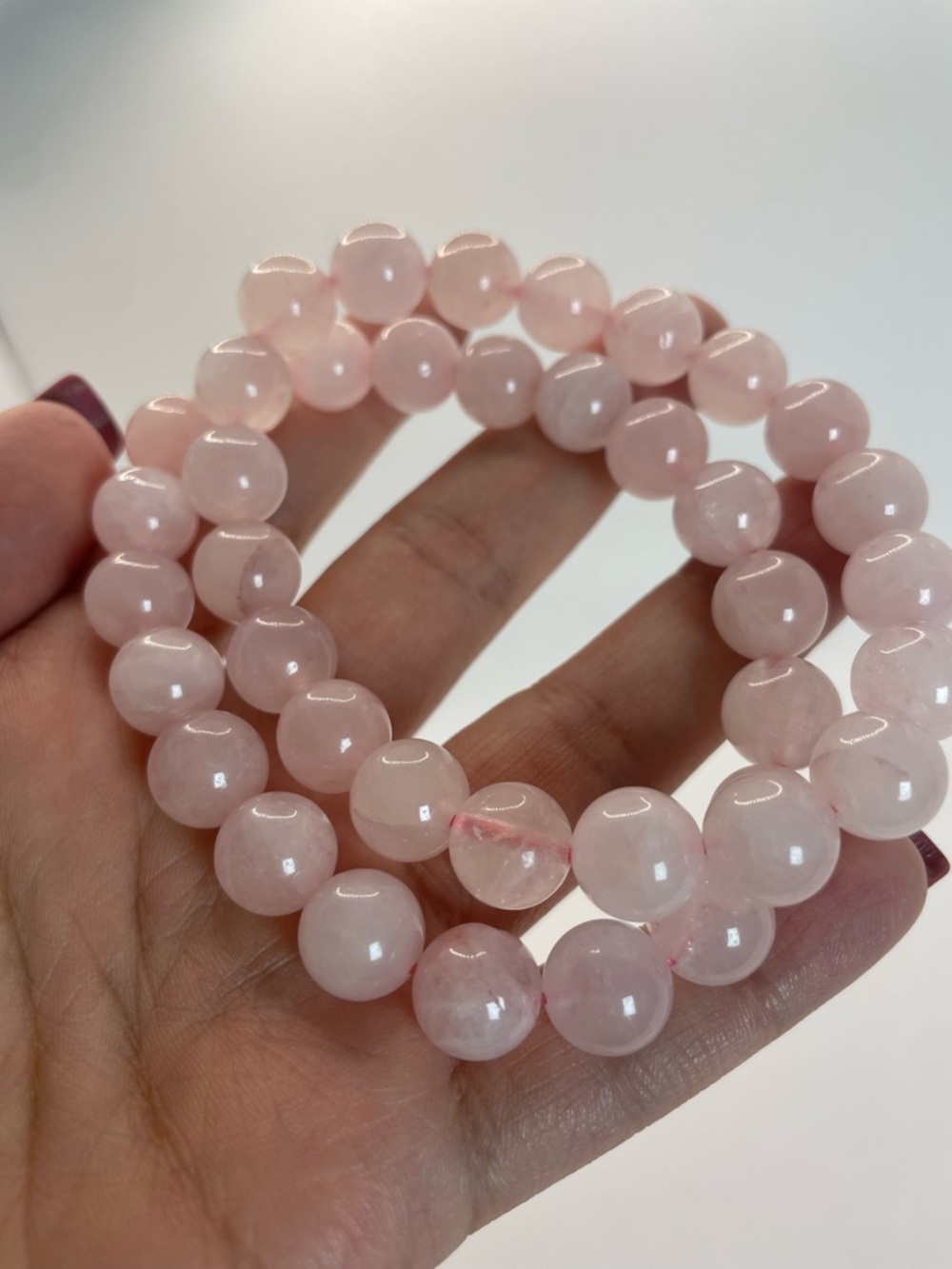 ONE Rose Quartz Beaded Stretch Bracelet - 10mm (0101)